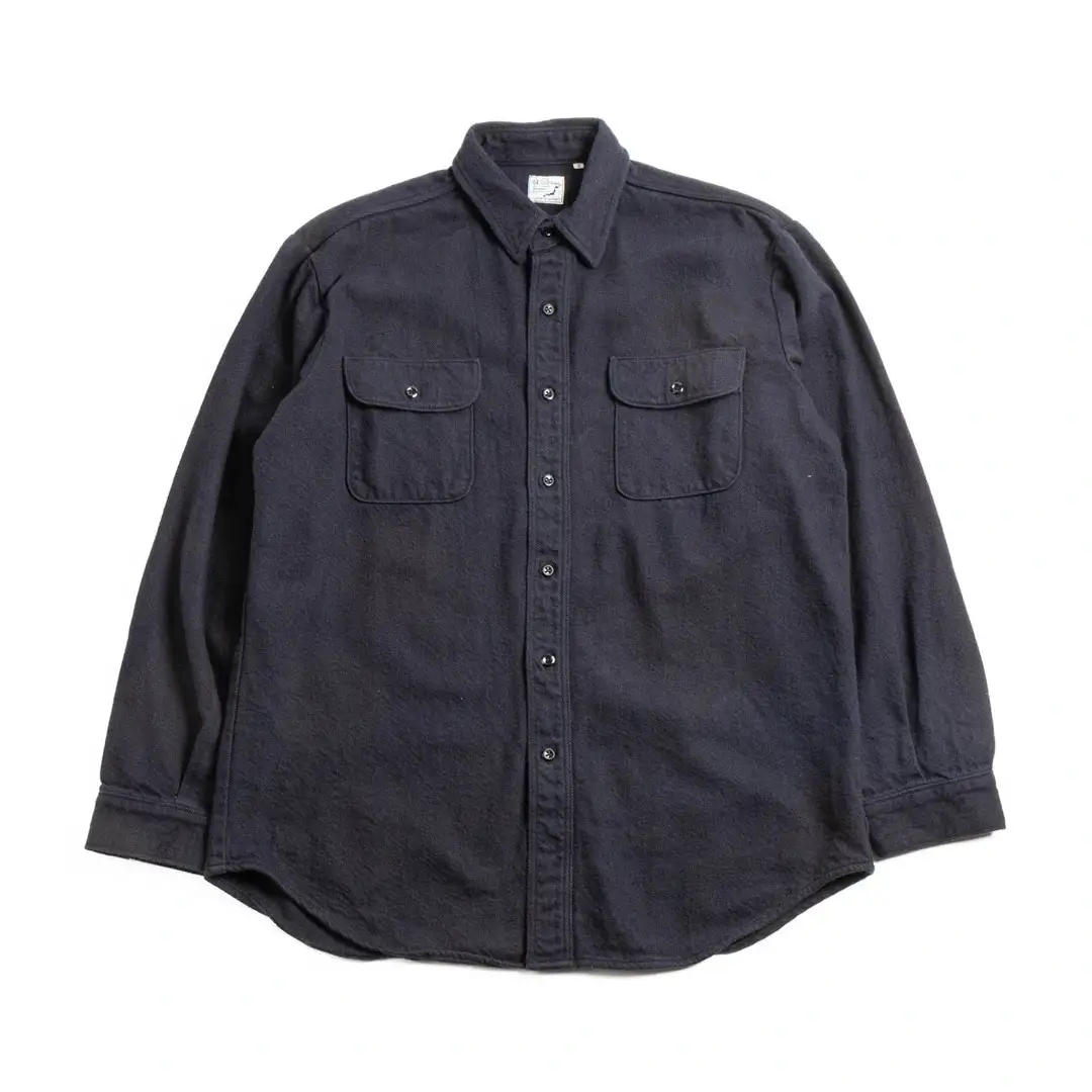 Orslow-V8072-Relax-Fit-Flannel-Shirt-Front Orslow (V8072) Relax Fit Flannel Shirt Navy