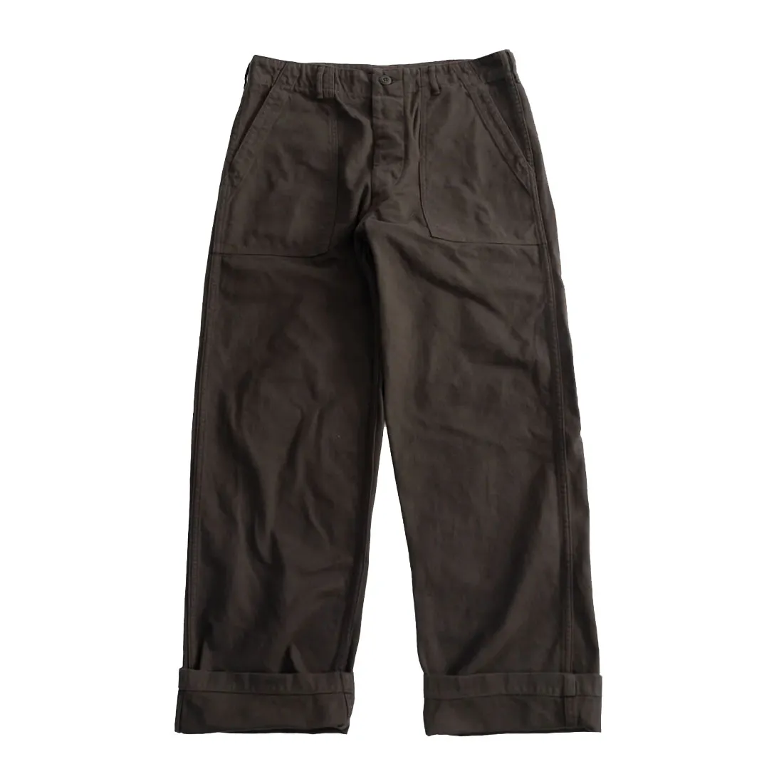 The-Army-Fatigue-Regular-Fit-Brushed-Flannel-Pants-by-orSlow-Front orSlow 01-5002-52K – Fatigue Pants Brushed Flannel Standard Fit – Coffee Brown