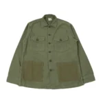 orSlow Contrast Pocket Sateen Overshirt – Olive Stone