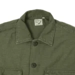 orSlow Contrast Pocket Sateen Overshirt – Olive Stone