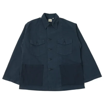 orSlow Herringbone Twill Contrast Pocket Overshirt – Navy