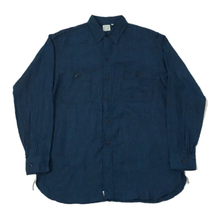 orSlow Linen Poplin Check Work Shirt – Indigo