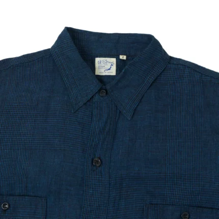 orSlow Linen Poplin Check Work Shirt – Indigo