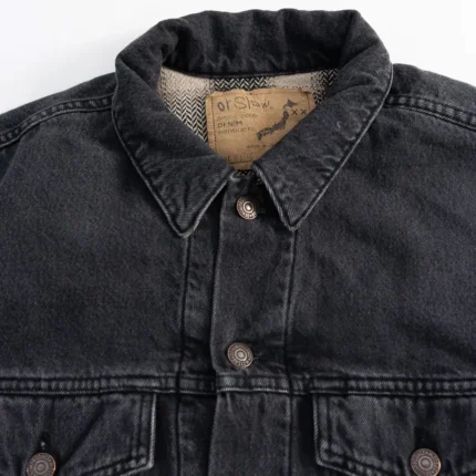 OrSlow 01-6105-D61SK – Organic Cotton Flannel Check Lining Type 3 Denim Jacket – Black Denim Stone