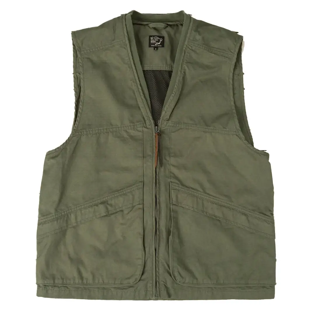 orSlow-6040-Cloth-Vest-Army-Green-Front.webp orSlow 60/40 Cloth Vest Army Green - Image 1